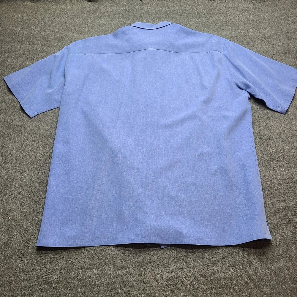 Bugatchi Button Down Shirt Mens XL Blue Good Modal Blend Short Sleeve Pocket